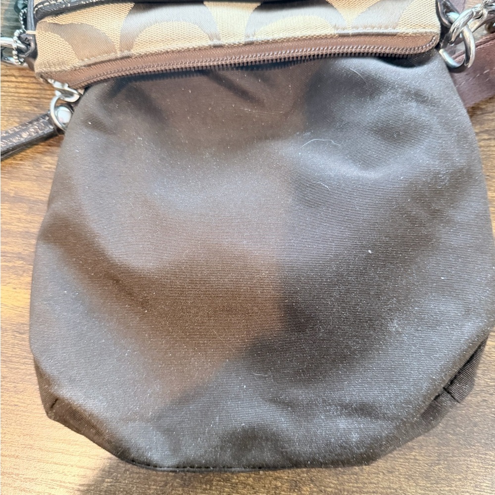 Coach Tan and Brown Signature Crossbody Bag - Picture 8 of 9